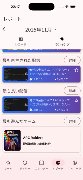 ランキングのスクリーンショット